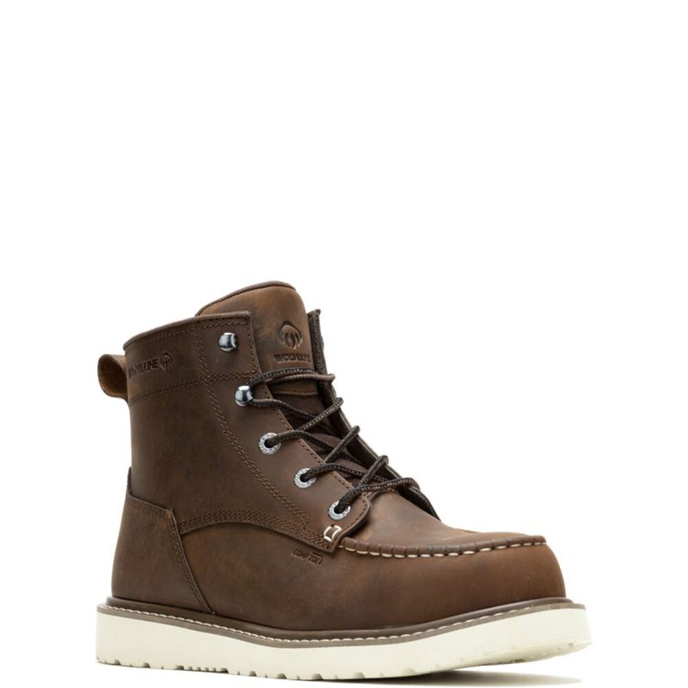 Wolverine Mens Trade Wedge UL Moc Composite Toe 6" Brown Boots (NWT) - Picture 2 of 5